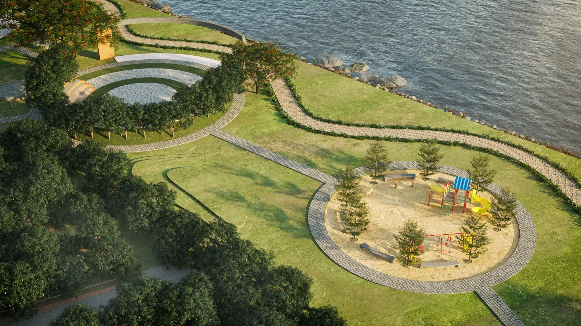 Community landscape rendering at Woods Indresham